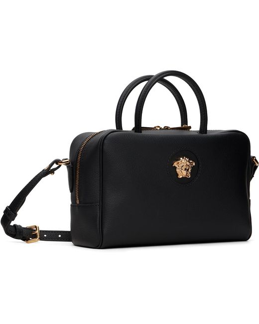 Versace Black 'la Medusa' Leather Boston Bag