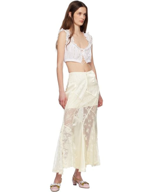YUHAN WANG ホワイト Lace Trimmed Crop トップス White