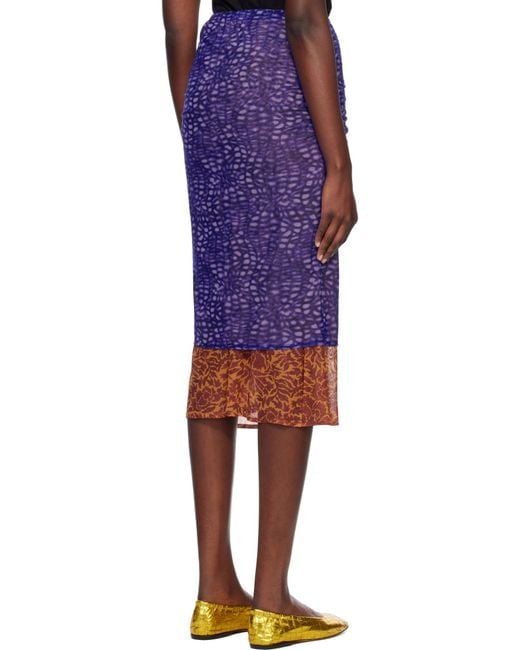 Dries Van Noten パープル＆オレンジ メッシュ ミニスカート Purple