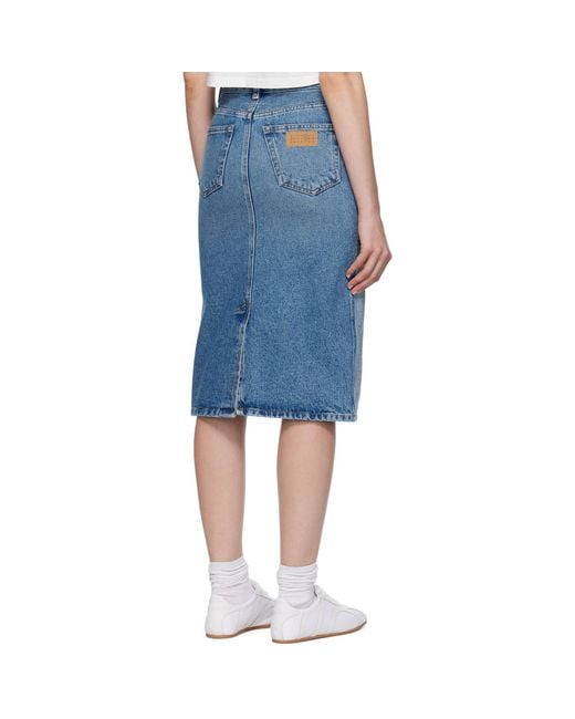 MM6 by Maison Margiela Blue Faded Denim Midi Skirt