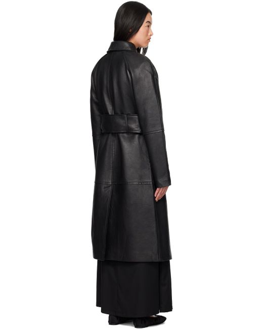 REMAIN Birger Christensen Black Bonded Leather Coat