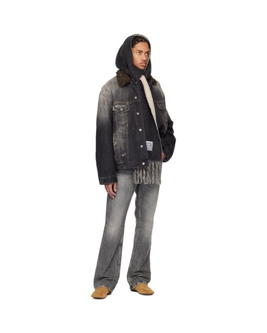 Acne Black Bicolour Alpaca Scarf for men