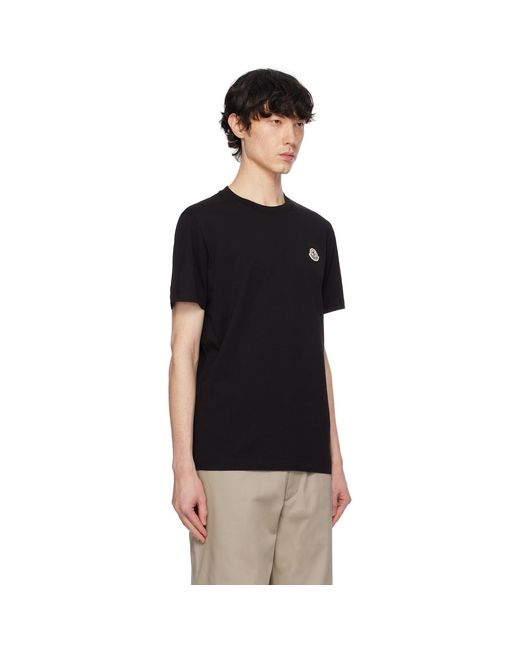 Moncler Black Three-pack Logo Patch T-shirts for men