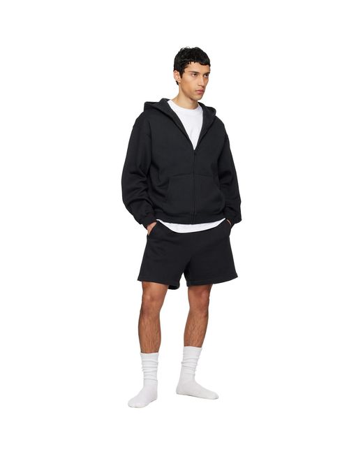 Skims Black Fleece Lounge Relaxed Zip Up Hoodie for men