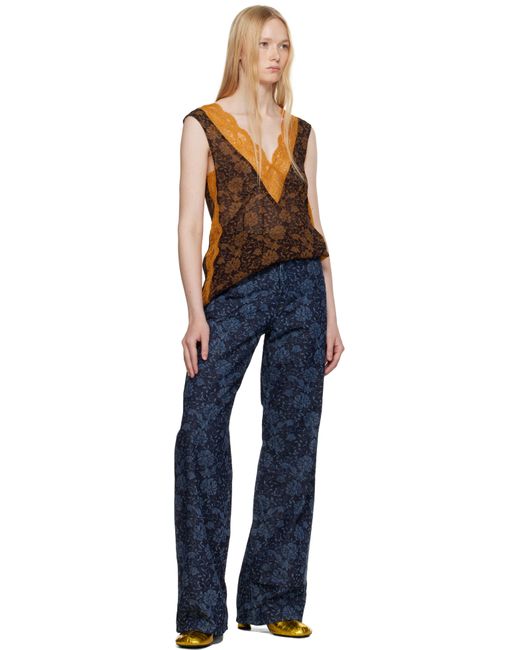 Dries Van Noten インディゴ プリント デニム ジーンズ Blue