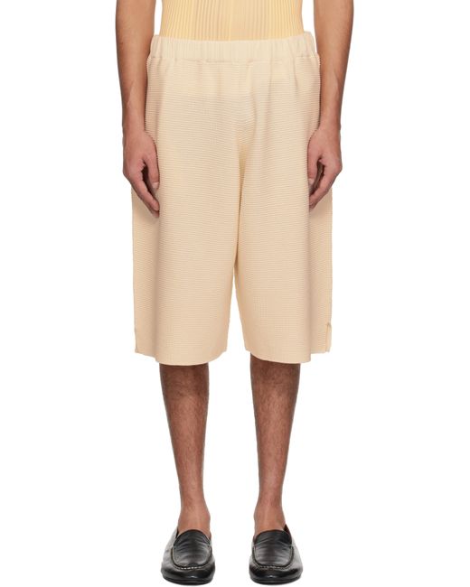 Homme Plissé Issey Miyake Natural Tight Twist Cotton Knit Shorts for men