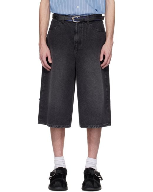 メンズ Adererror ブラック Sig; Trs Tag 01 デニムショートパンツ Black