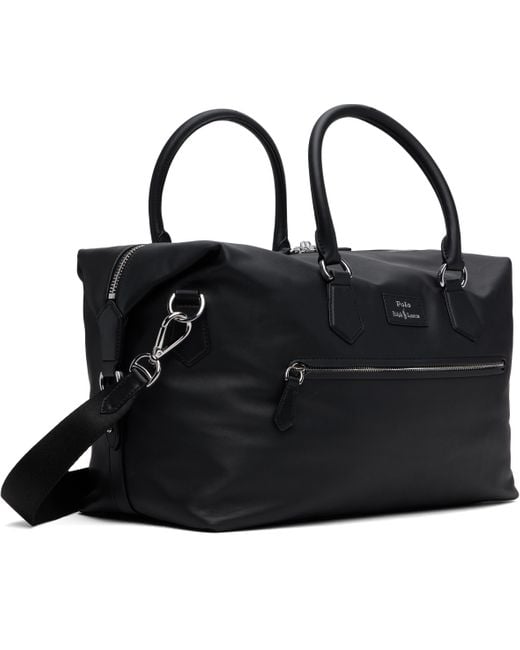 Polo Ralph Lauren Black Smooth Leather Large Duffle Bag for men
