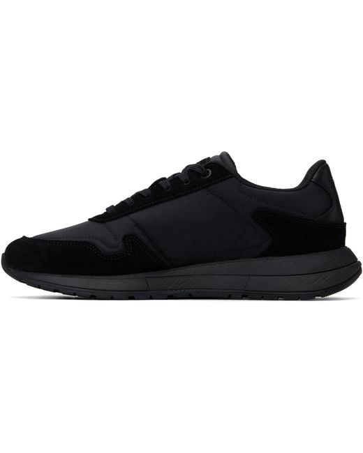 Boss Black Lightweight Fabric Suede Trim Sneakers for men