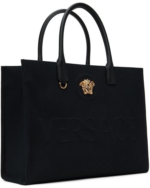 Versace Black La Medusa Canvas & Leather Tote