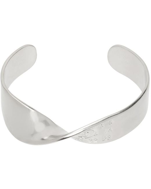 MM6 by Maison Martin Margiela White Silver Twisted Cuff Bracelet for men