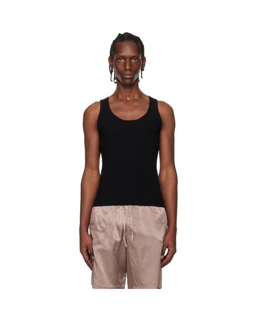 Dries Van Noten Black Rib Knit Tank Top for men