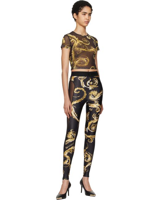 Versace Jeans Couture Black Chromo Couture Mesh Paneled leggings