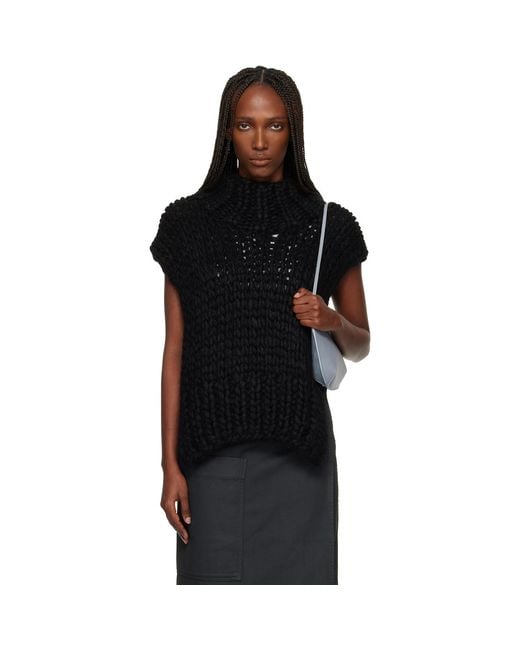 Issey Miyake Black November Silk Mohair Hand-Knit Vest