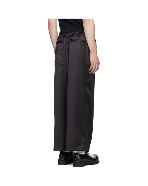 Y-3 Black Satin Gradient 3-Stripes Track Pants for men