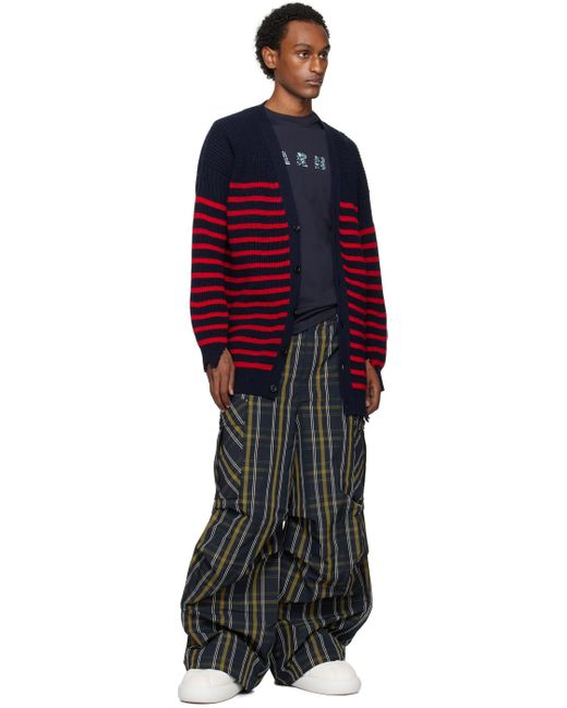 Cardigan bleu marine à rayures Marni pour homme en coloris Red