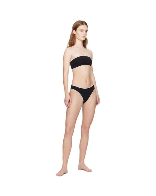 Totême Black Stripe Edge Bikini Top