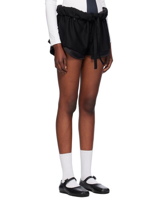 OPEN YY ブラック ロールウエスト ミニ ショートパンツ Black