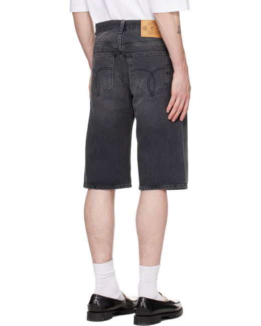 Fiorucci Black Faded Denim Shorts for men