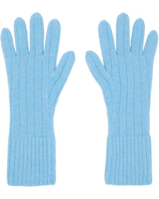 Dries Van Noten Blue Ribbed Gloves for men