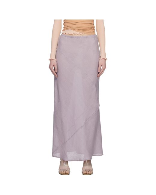 Baserange Purple Fine Linen Larva Maxi Skirt