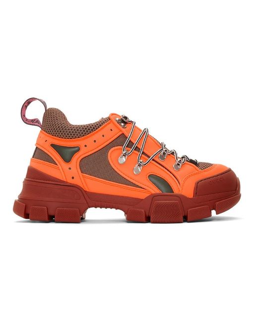 Gucci Orange Flashtrek Sneakers for men