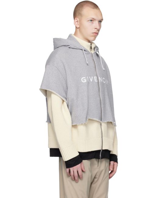 Givenchy Gray Beige Layered Hoodie for men