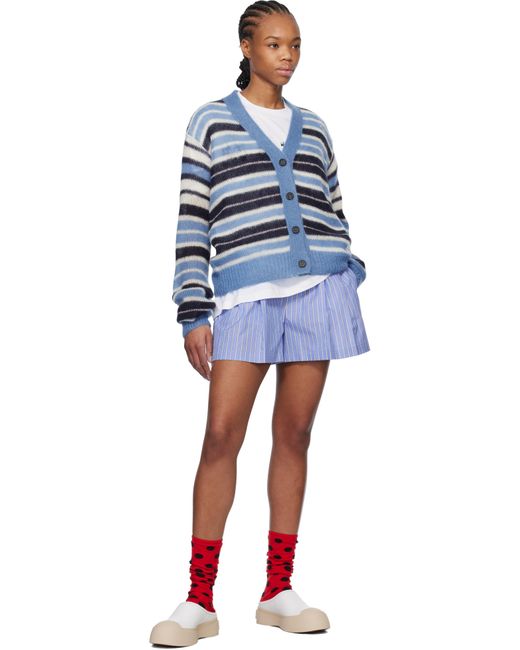 Cardigan Bleu En Mohair À Rayures Marni en coloris Blue