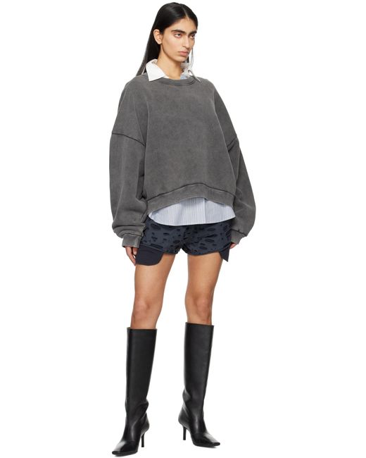 Acne ブラック ディストレス ショートパンツ Blue