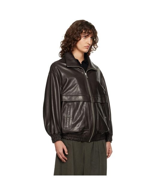Nour Hammour Black Beck Modern Leather Bomber