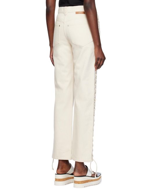 Stella McCartney Natural Off-white Lace-up Jeans for men