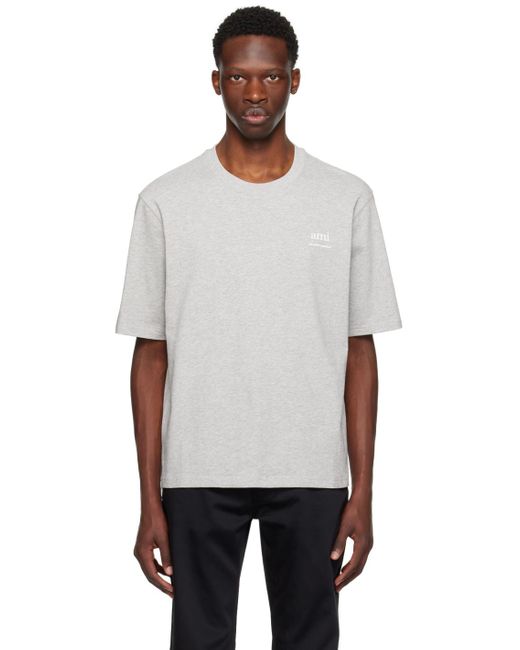 T-shirt gris à logo AMI pour homme en coloris Black