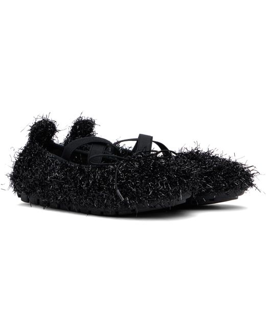 Simone Rocha Black Tinsel Grip Ballerina Flats