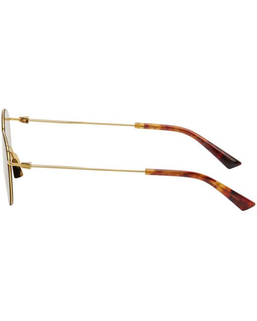 Bottega Veneta Black Gold Ultrathin Panthos Sunglasses