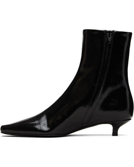 Totême Black Slim Naplack Ankle Boots