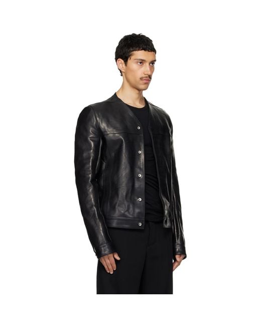Rick Owens Black Temple Leather Work Jacket for men