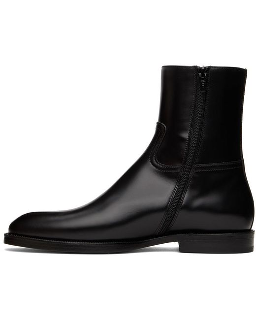 Dries Van Noten Black Leather Zip-up Boots for men