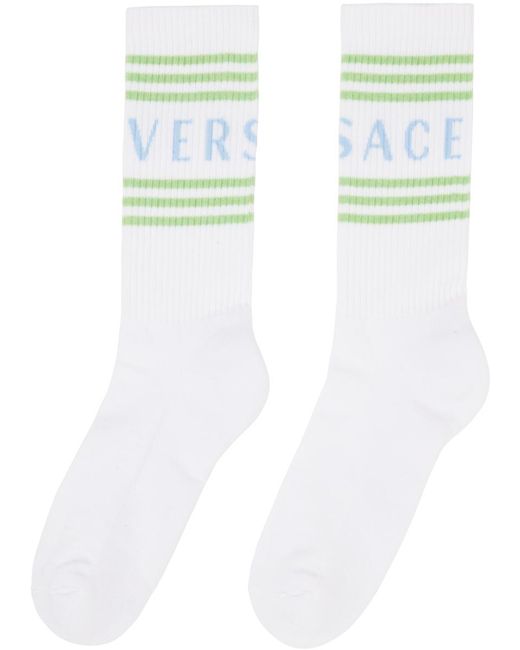 Versace White 90S Vintage Logo Socks for men