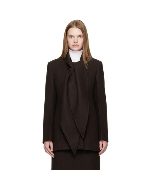 R2W Black Mullin Wool Scarf Jacket