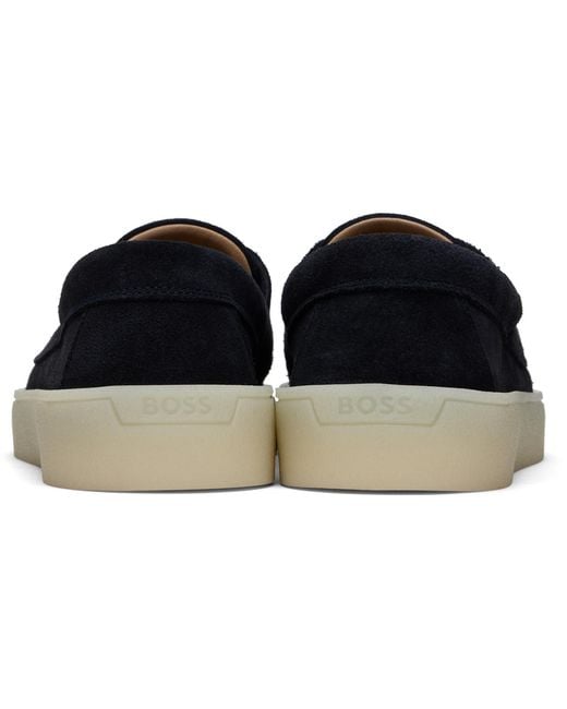 Boss Black Suede Boat Shoes for men