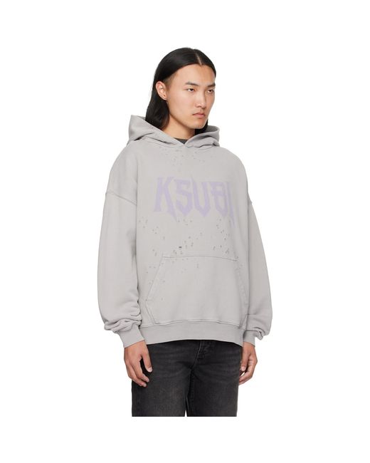 Ksubi Gray Blasted Hoodie for men
