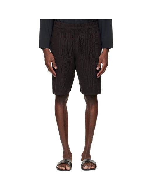 Homme Plissé Issey Miyake Black Rustic Knit Shorts for men