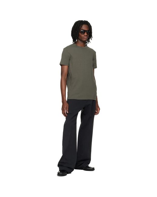 Tom Ford Black Khaki Cotton Crewneck T-Shirt for men