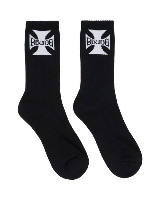 Rhude Black Boys' Logo Socks for men