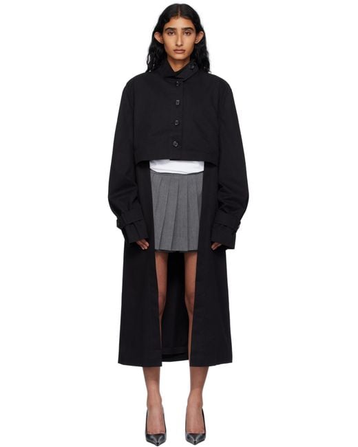 Pushbutton Black Front Cropped Coat