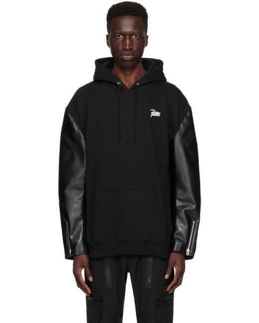 Junya Watanabe Black Patta Edition Faux-leather Hoodie for men