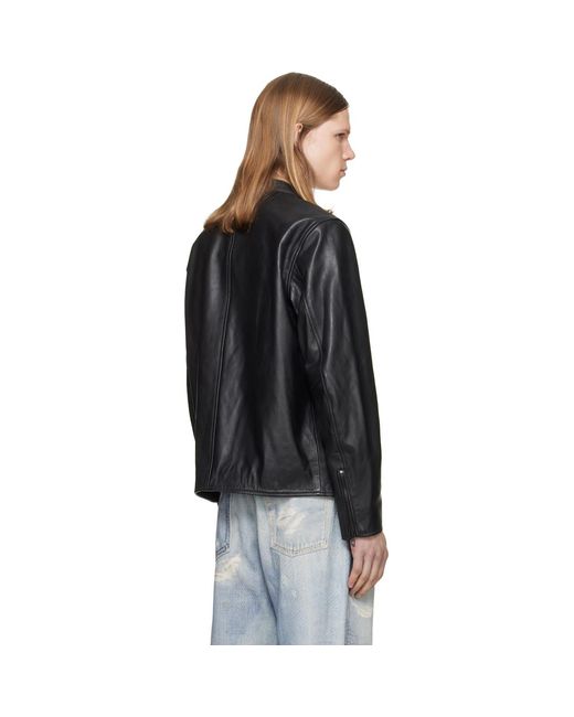 DIESEL Black L-Tad-Wrd Leather Jacket for men