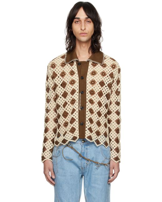 ANDERSSON BELL Brown Argyle Cardigan for men