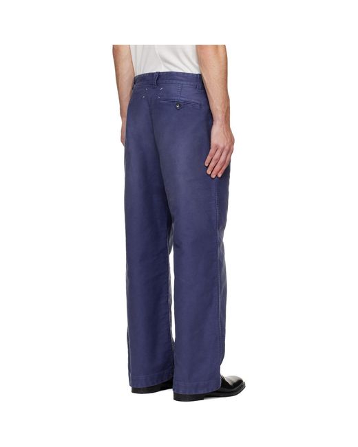 Maison Margiela Blue Workers Moleskin Trousers for men