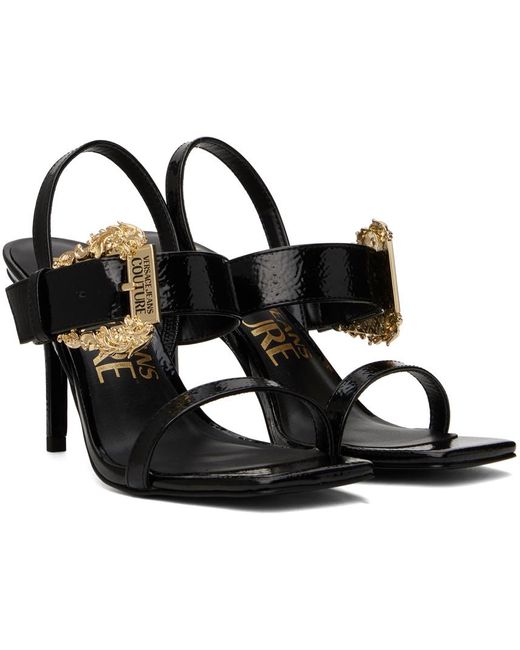 Versace Black Baroque Emily Slingback Heeled Sandals
